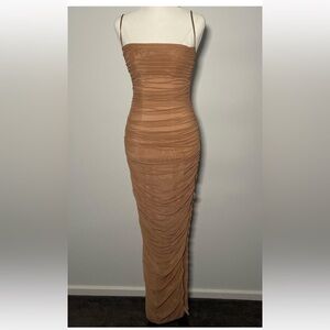 House of CB Tan Ruched Dress as seen on Kylie Jenner